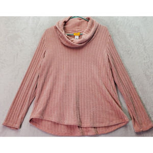 Ruby Rd. Sweater Women Medium Pink 100% Polyester Long Sleeve Cowl Neck Pullover
